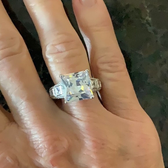 Lustro Stella Finest CZ Ring in Platinum over Sterling Silver.  NWT - Picture 7 of 10